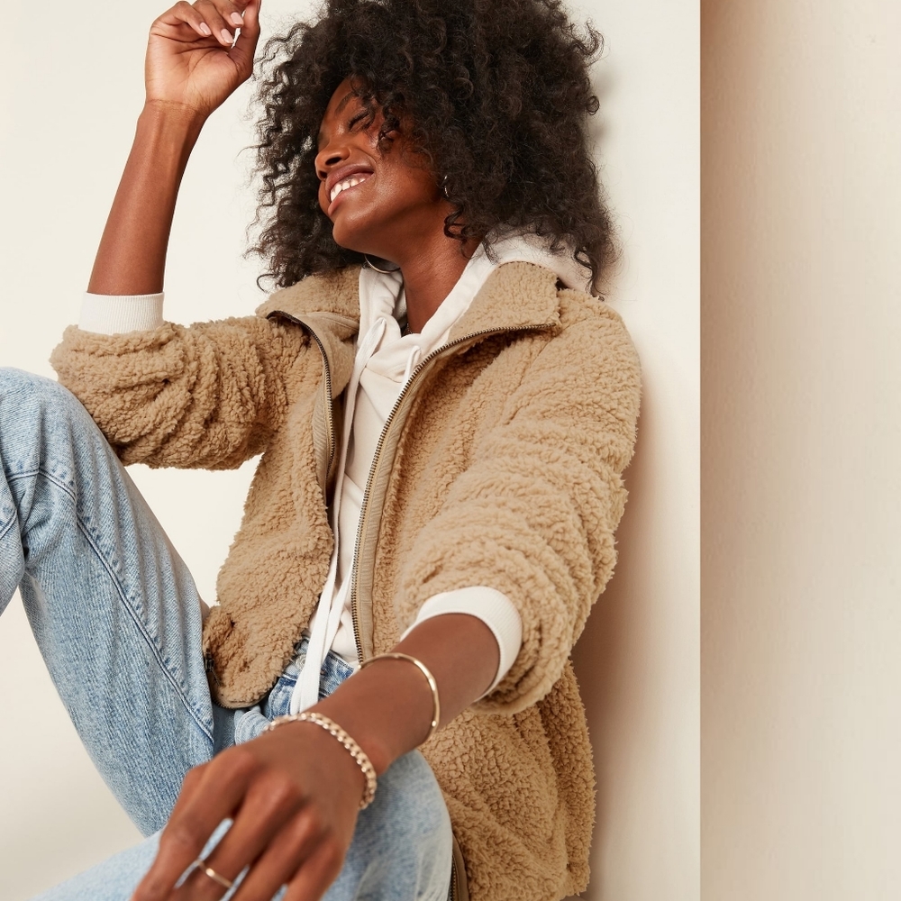 Old Navy Cosy Sherpa Zip-Front Jacket - Upper Crust